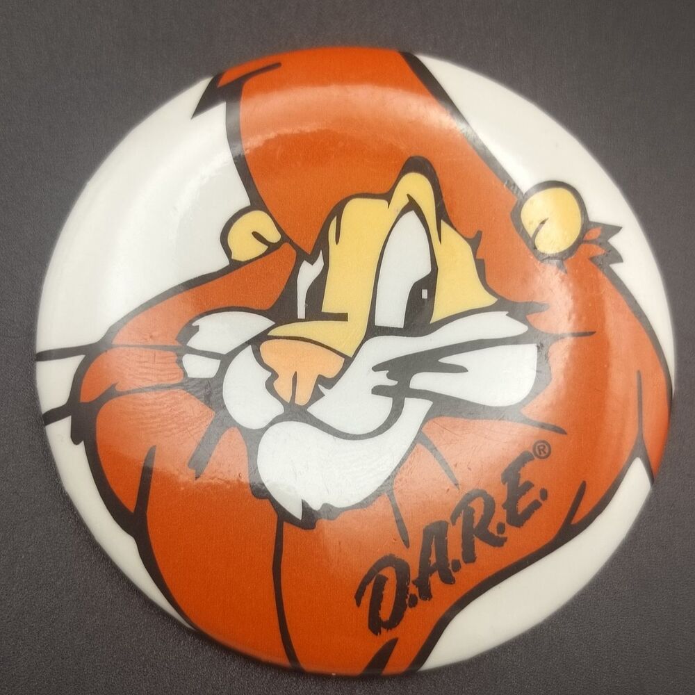 D.A.R.E. Lion Pinback Button Anti-Drug Program Vintage 90s